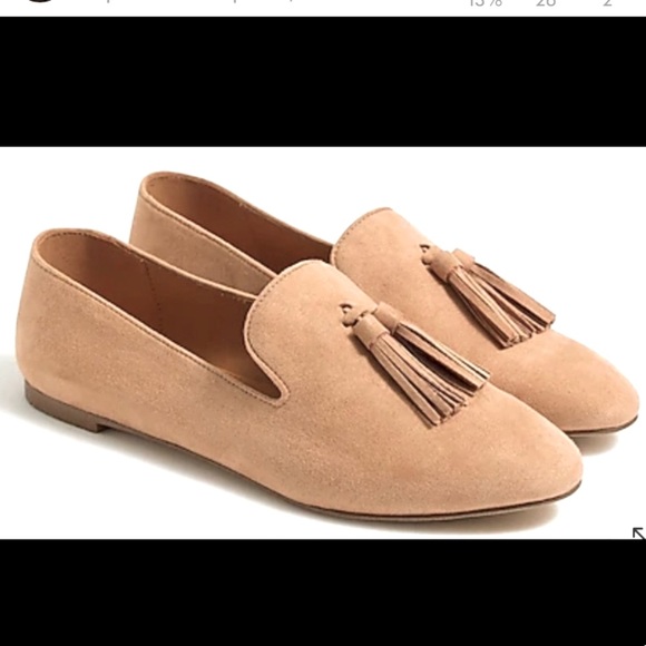 J. Crew faux suede smoking loafers size 5 with tassel tan microsuede flats